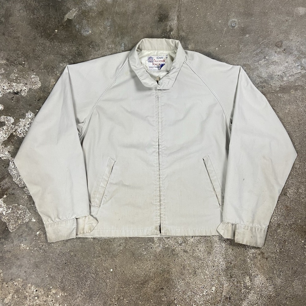 Vintage 60s Sears Oakbrook Sportswear Jacket Size Medium Beige Full Zip Outdoor